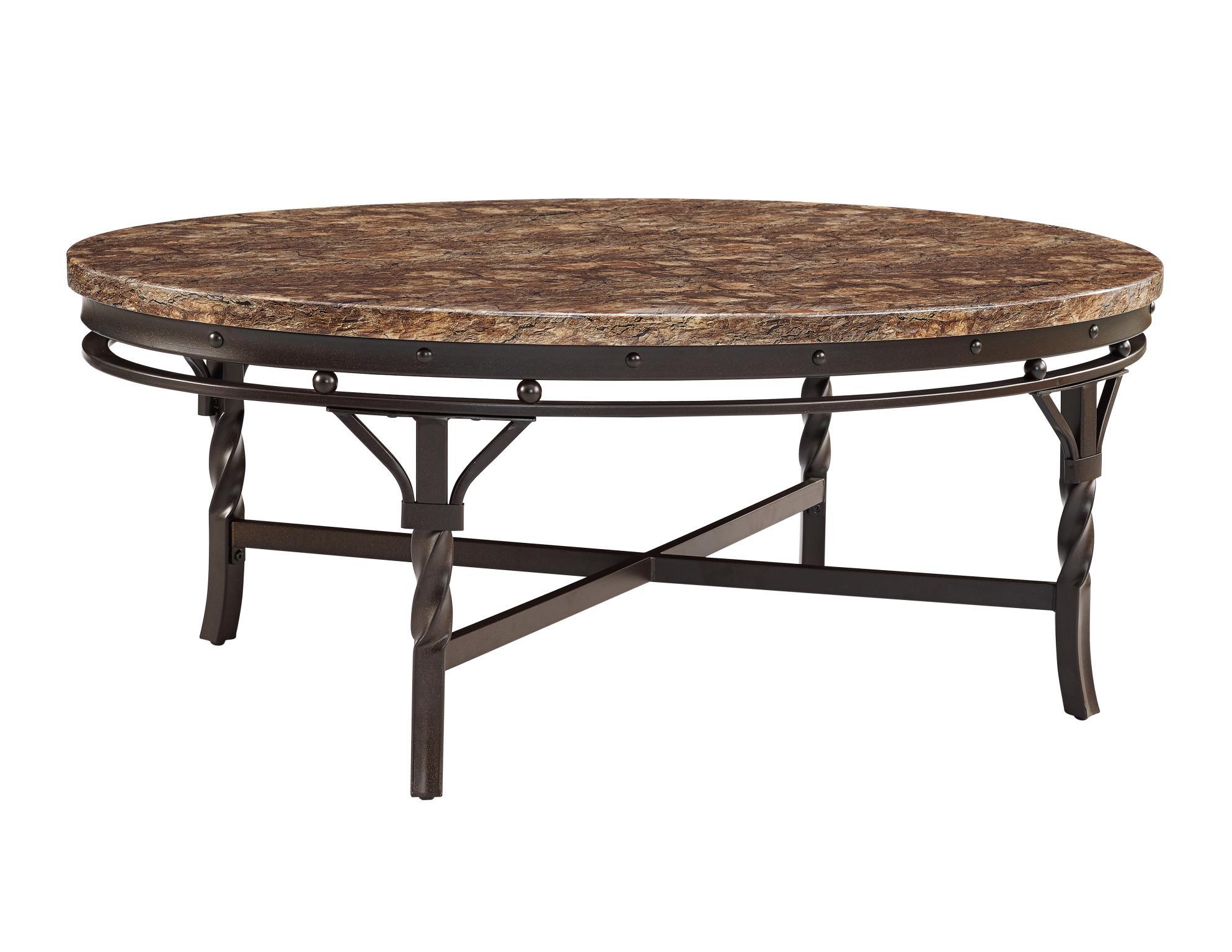 

    
Brown & Brown Marble Top Coffee Table Set by Bernards Furniture Tuscan 9550
