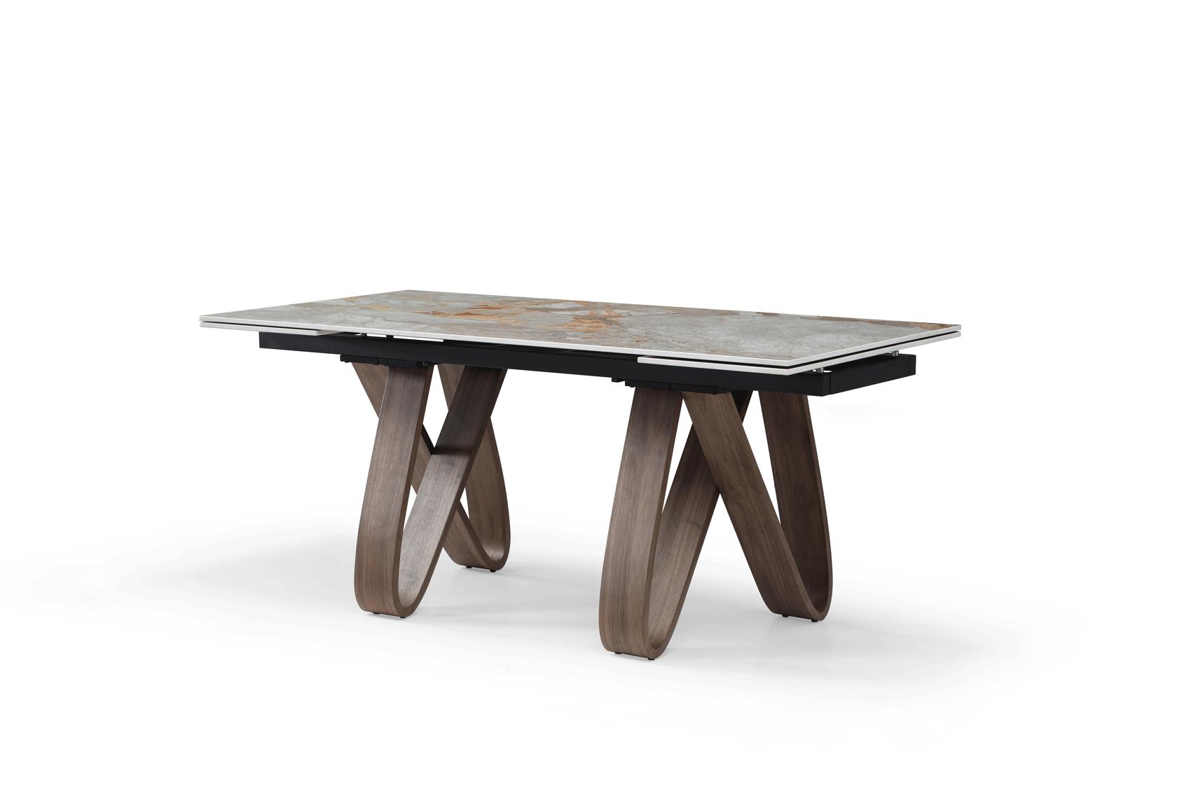Contemporary Dining Table 9086TABLE 9086TABLE in Walnut, Beige 