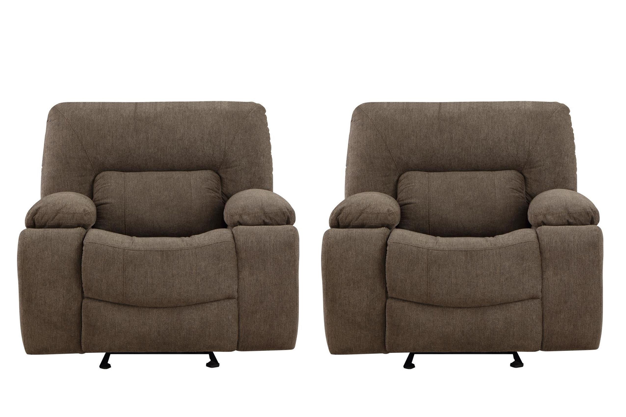 Contemporary, Modern Recliner Chair Set OHIO-BR OHIO-BR-CH-Set-2 in Brown Chenille