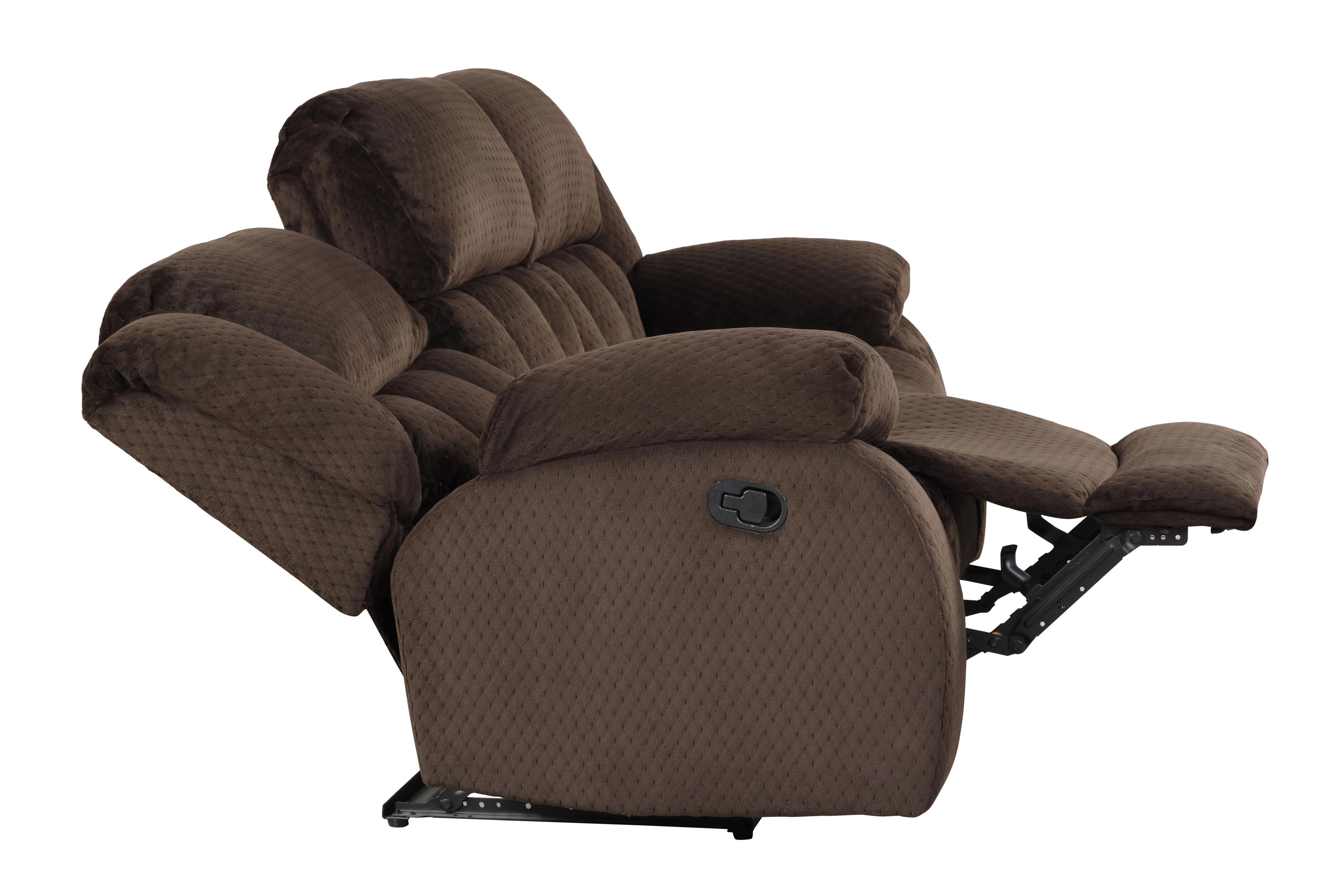 

    
Brown Chenille Manual Recliner Loveseat ARMADA Galaxy Home Contemporary Modern
