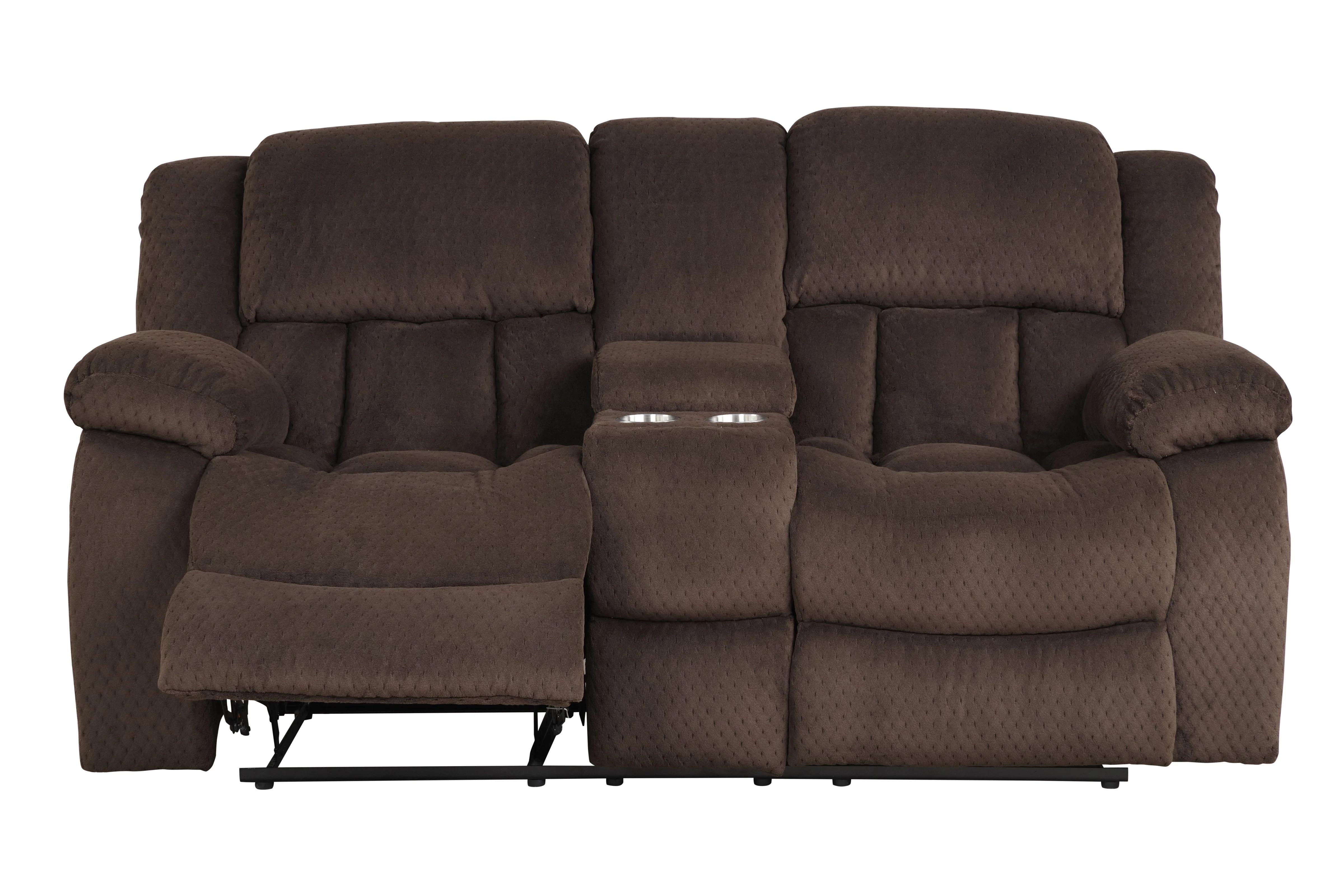 

    
Brown Chenille Manual Recliner Sofa ARMADA Galaxy Home Contemporary Modern
