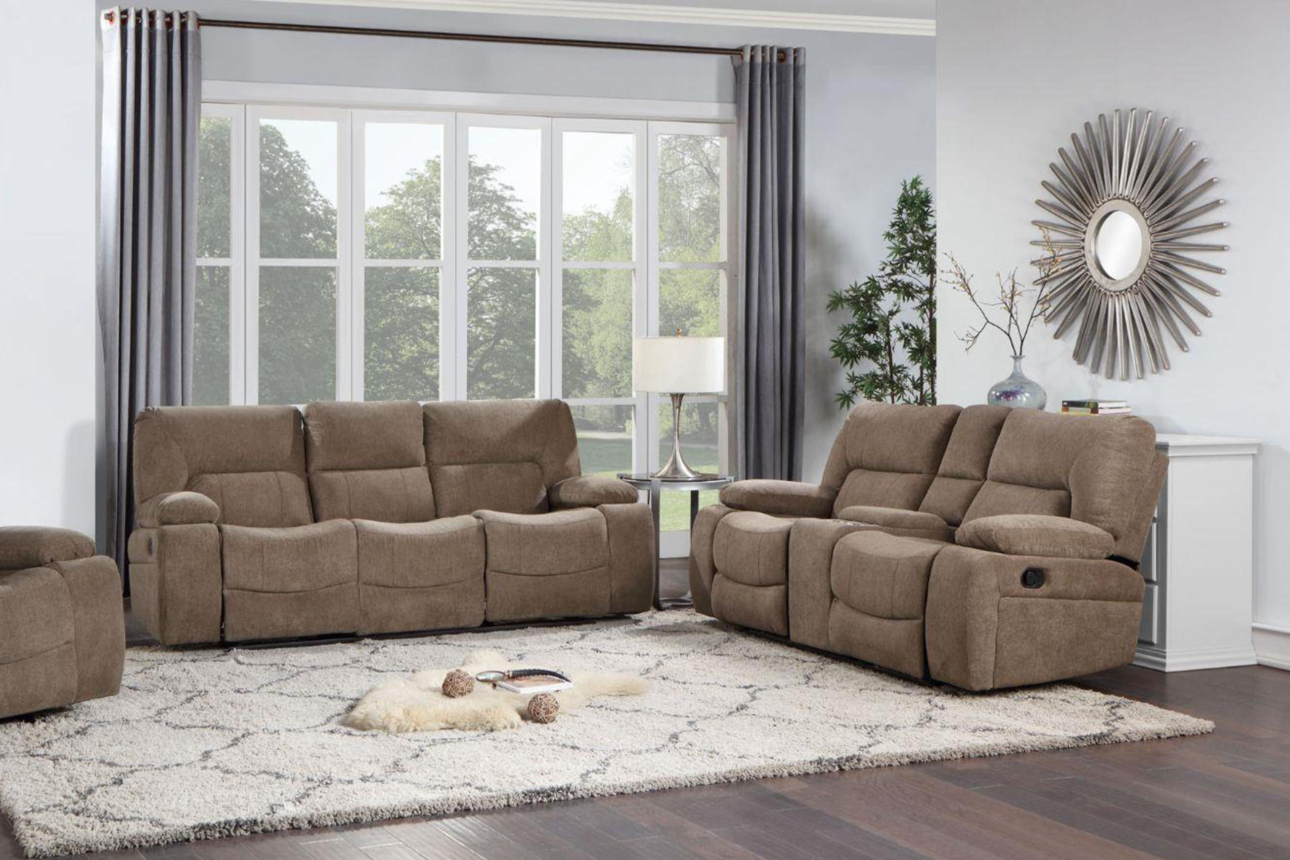Contemporary, Modern Recliner Sofa Set OHIO-BR OHIO-BR-S-L in Brown Chenille