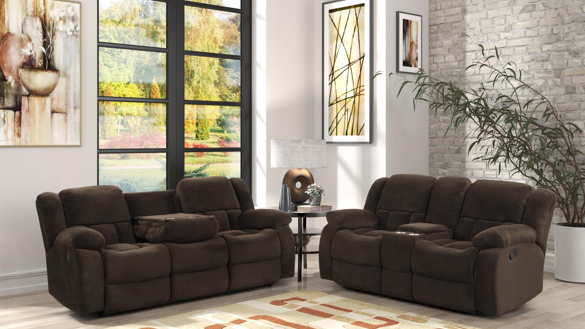 Contemporary, Modern Recliner Sofa Set ARMADA Brown ARMADA-BR-S-L in Brown Chenille