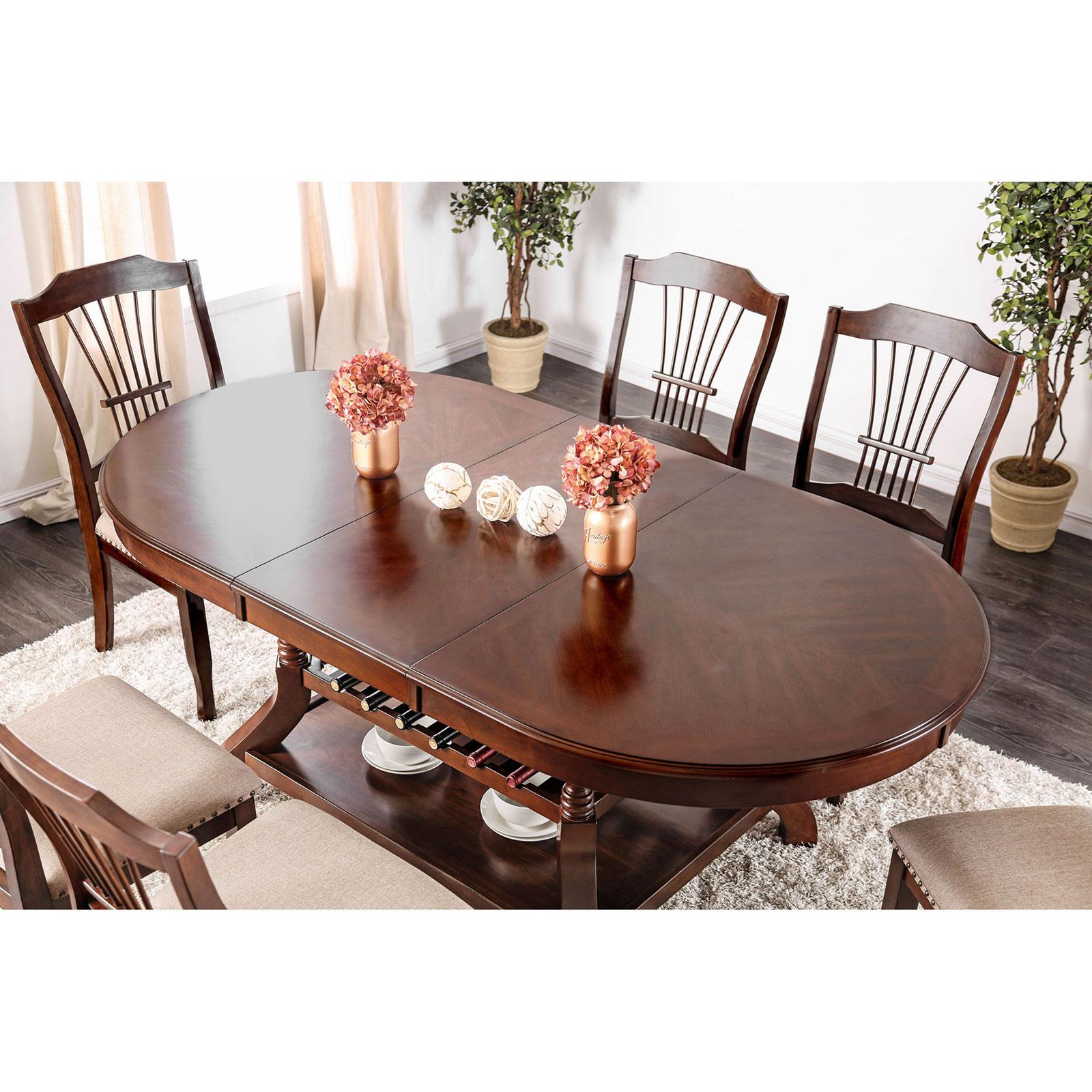 

        
Furniture of America Jordyn Dining Table Set Brown/Beige Fabric 00841403186225
