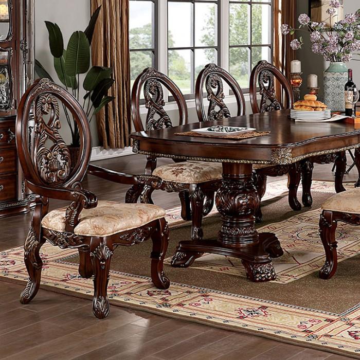 Traditional Dining Table CM3145T Normandy CM3145T in Dark Cherry, Brown 