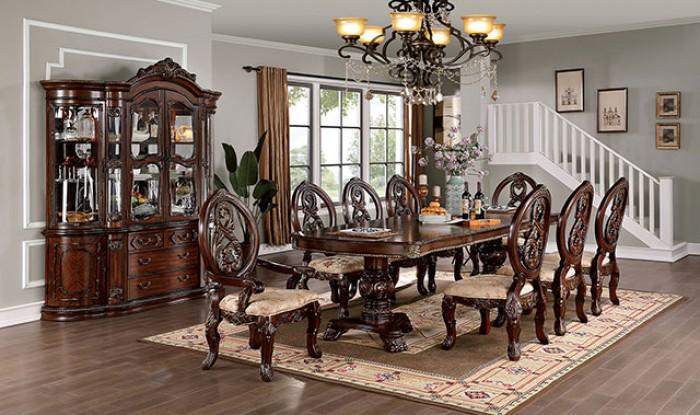 

    
Brown Cherry Double Pedestal Expandable Dining Table Furniture of America CM3145T Normandy
