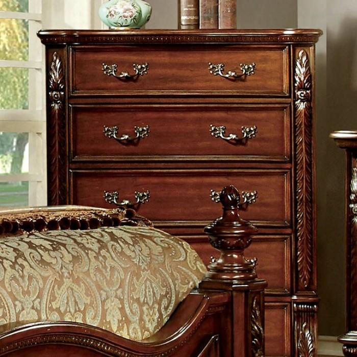 

        
00841403131621Brown Cherry Faux Leather King Panel Bedroom Set 5Pcs w/Chest Furniture of America FLANDREAU
