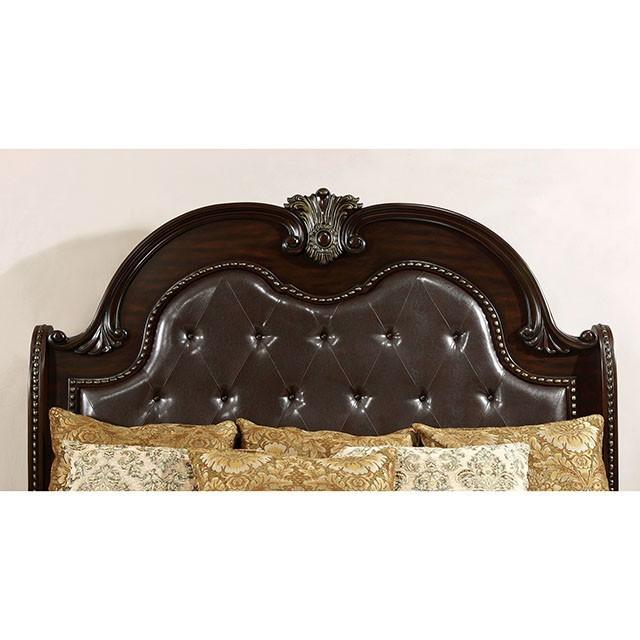 

        
Furniture of America FROMBERG CM7670Q Sleigh Bedroom Set Brown Faux Leather 00656237636880
