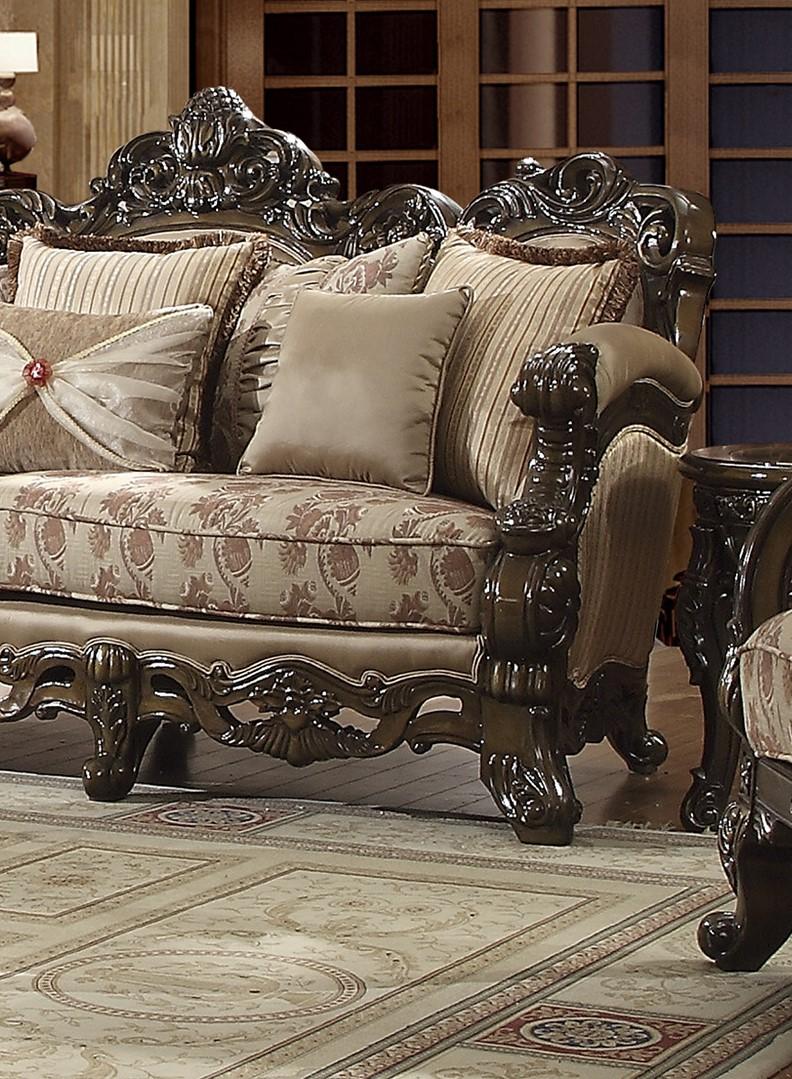 

    
Brown Cherry Sofa Carved Wood Traditional Homey Design HD-2658
