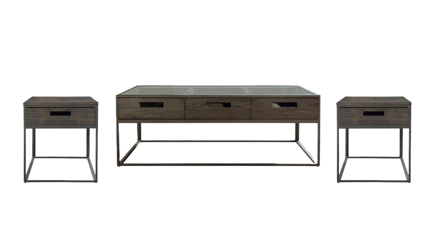 Transitional, Rustic Coffee Table and 2 End Tables Bradley 5Z8621-3pcs in Brown 