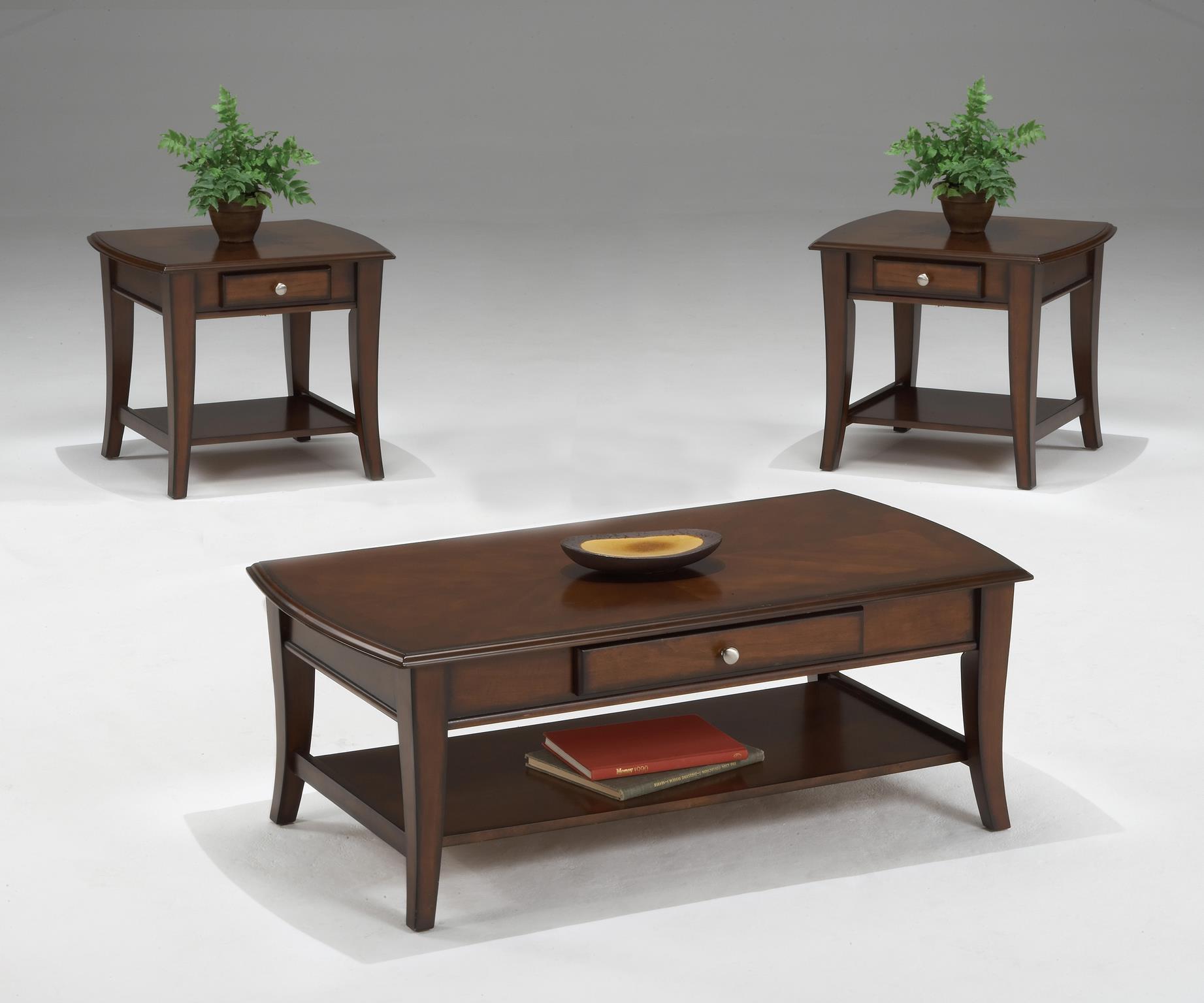 

    
Brown Coffee Table Set by Bernards Furniture Broadway 8608-3pcs
