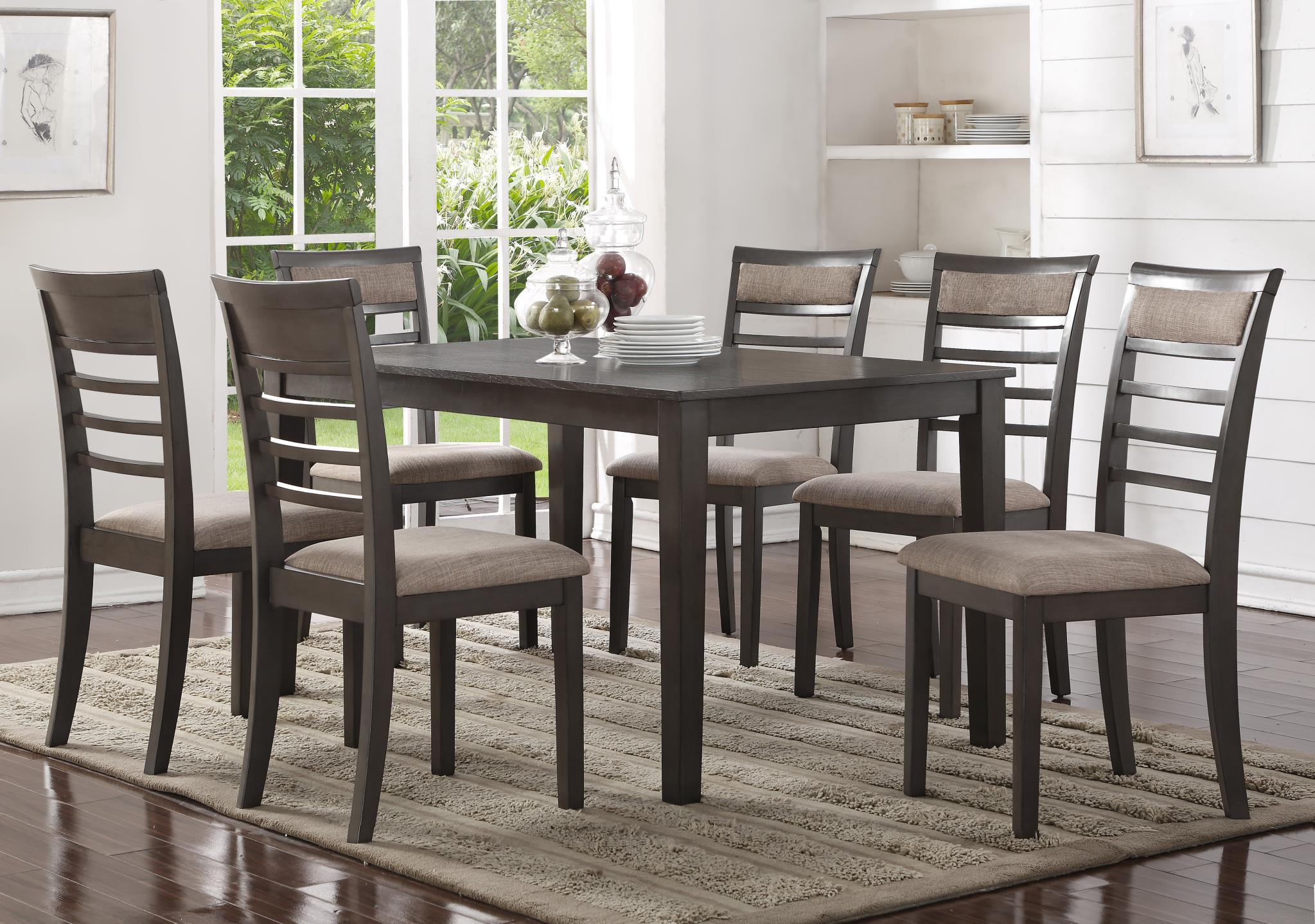 Contemporary, Transitional, Farmhouse Dining Room Set GLENDALE 5763-500 5763-500 in Brown Fabric