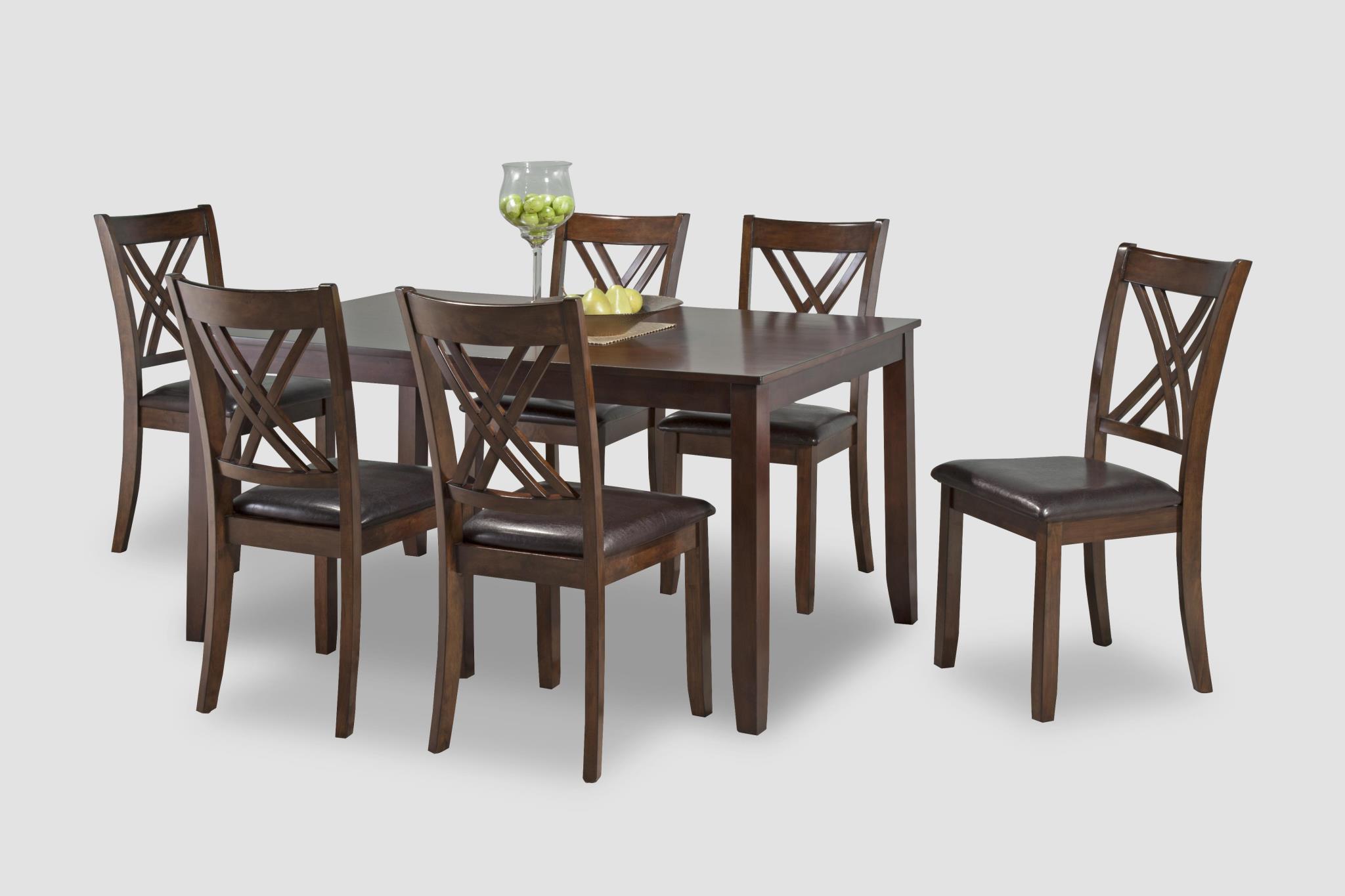 Contemporary, Transitional Dining Table Set CLAREMONT 5504 5504 in Brown Faux Leather