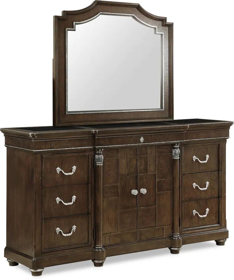 

    
Brown Dresser With Mirror by A.R.T. Furniture Belmont Mahogany
