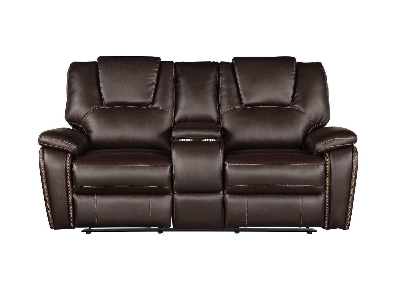 Contemporary, Modern Recliner Loveseat HONG KONG Brown GHF-733569398461 in Brown Eco Leather
