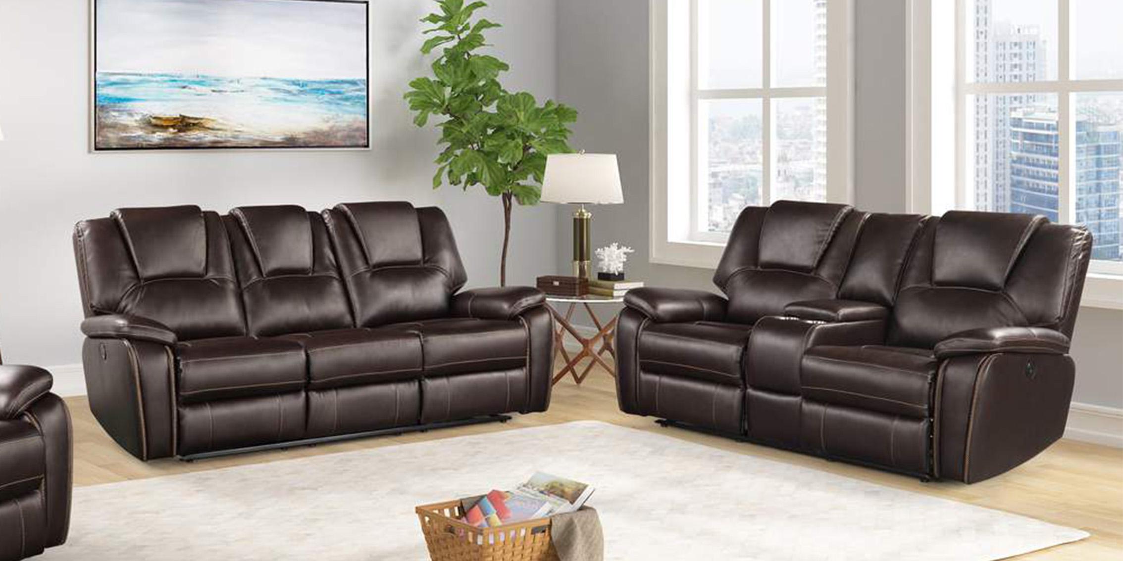 Contemporary, Modern Recliner Sofa Set HONG KONG Brown GHF-733569266852 in Brown Eco Leather