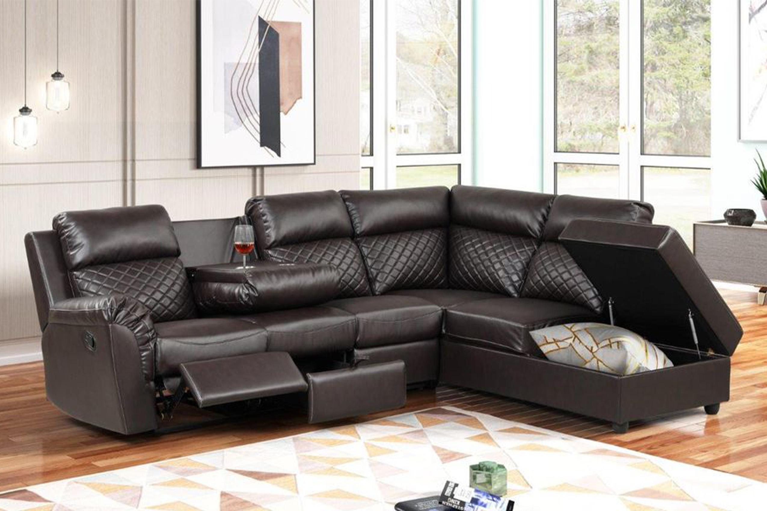 

    
Brown Eco Leather Manual Recliner Sectional CHARLOTTE Galaxy Home Contemporary
