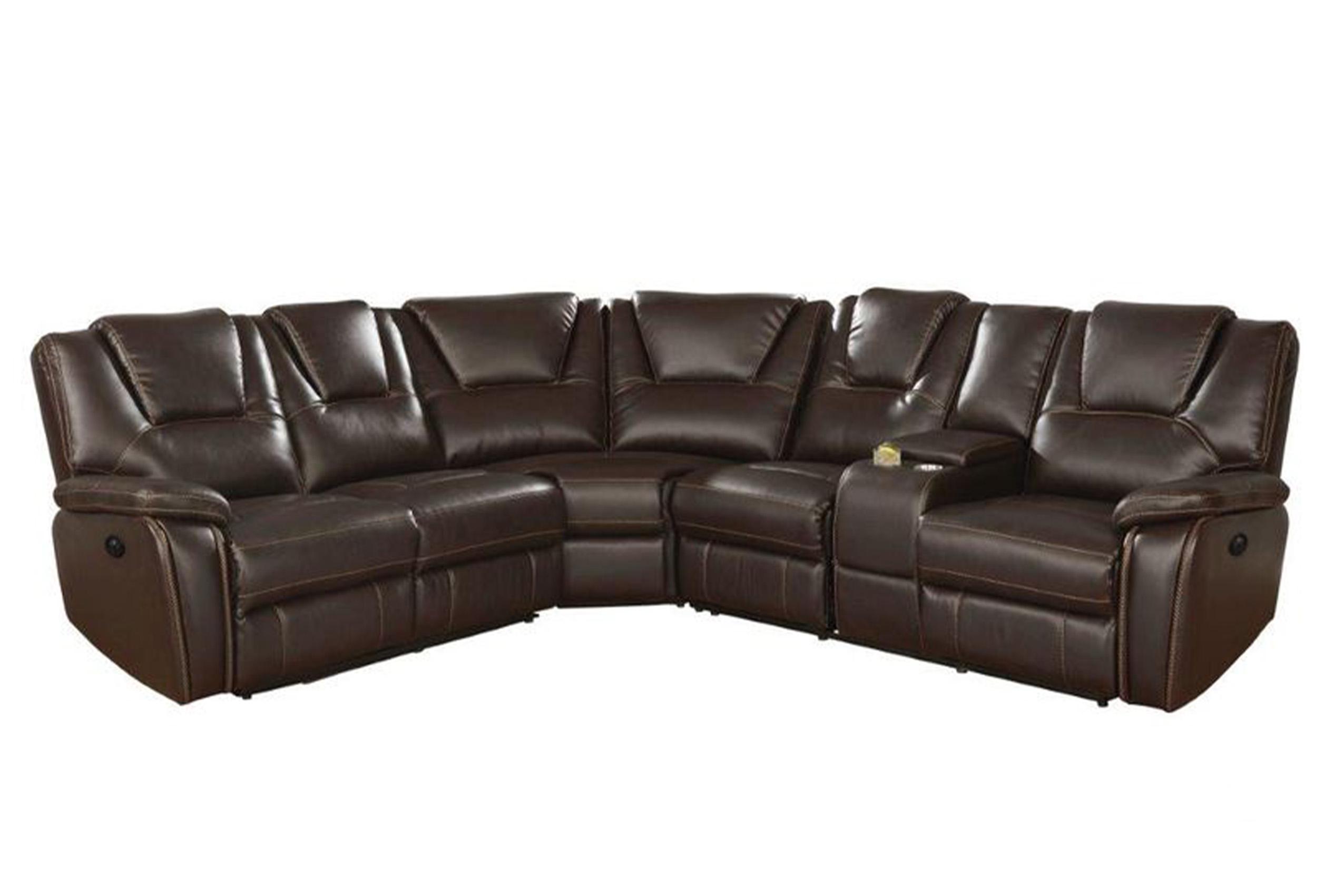 Contemporary, Modern Reclining Sectional Hong Kong QB13318051 in Brown Eco Leather
