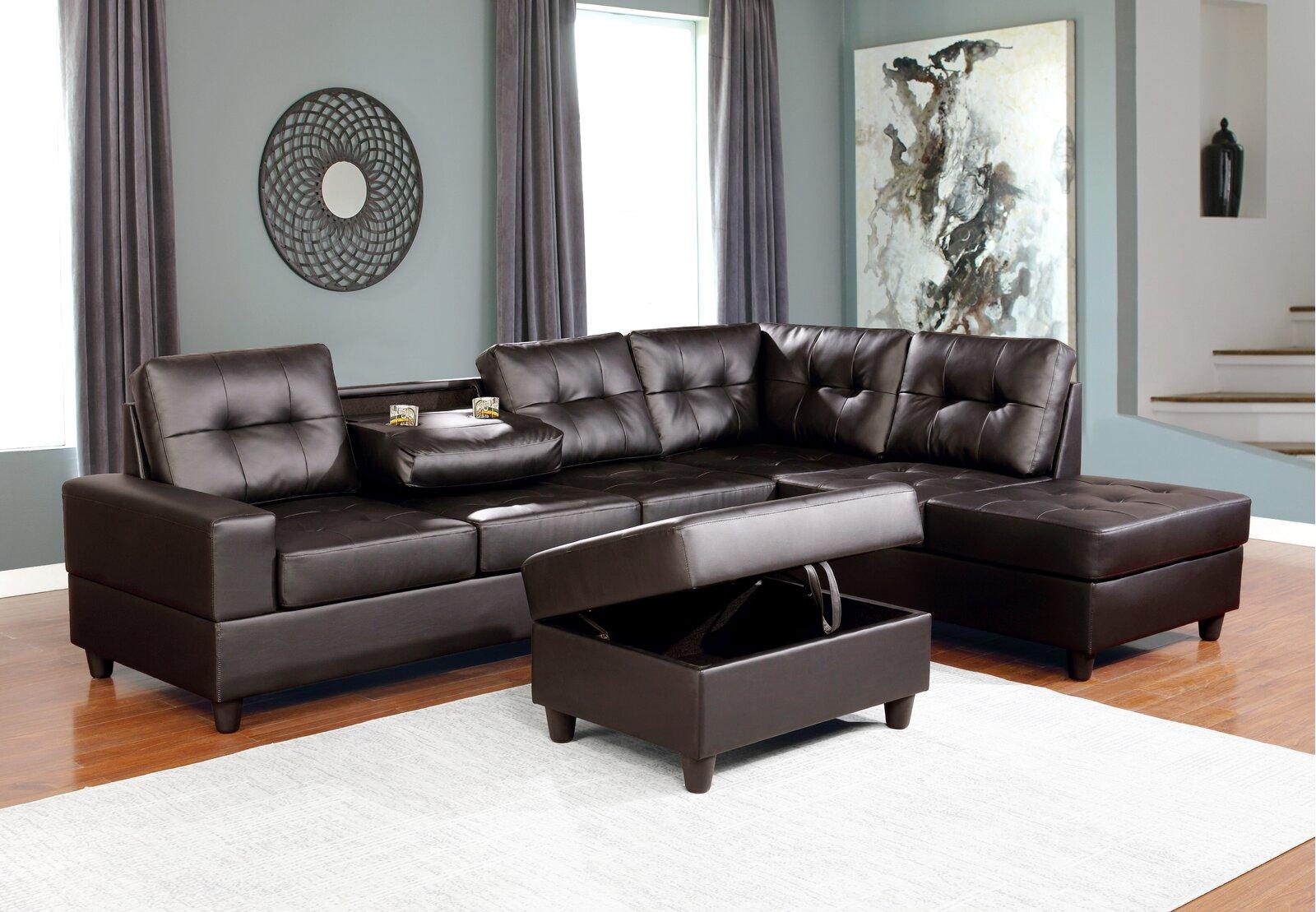 Contemporary, Modern Sectional Sofa BOSTON BOSTON-Sec-Brown in Brown Eco-Leather