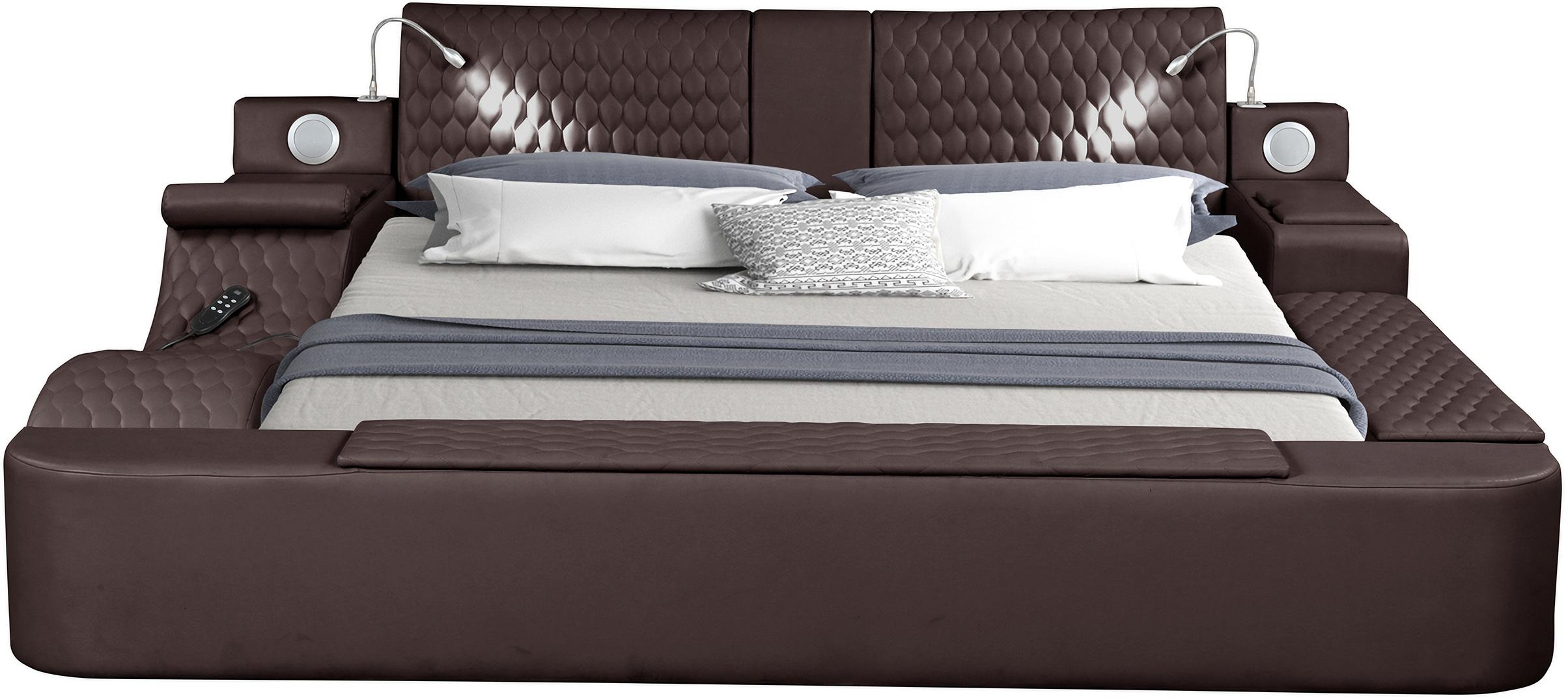 

    
 Shop  Brown Eco Leather Smart Multifunctional King Bed ZOYA Galaxy Home Contemporary
