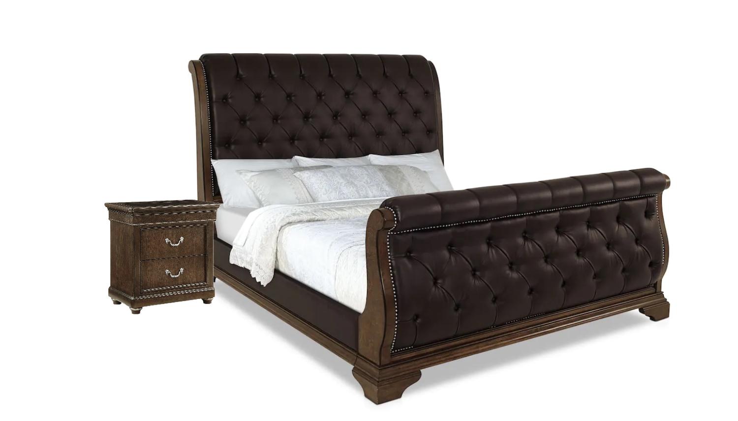 Modern, Transitional Sleigh Bedroom Set Belmont Mahogany 275145-2316-BR-2N-3PCS in Brown Fabric
