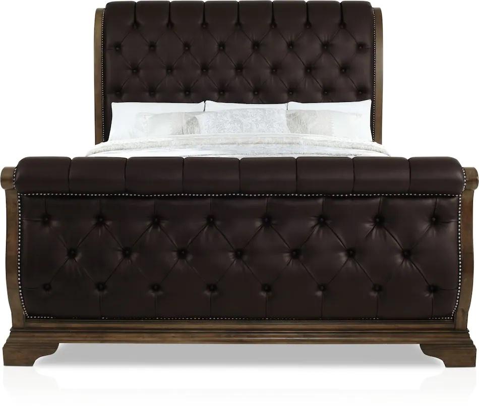 Modern, Transitional Sleigh Bed Belmont Mahogany 275146-2316 in Brown Fabric