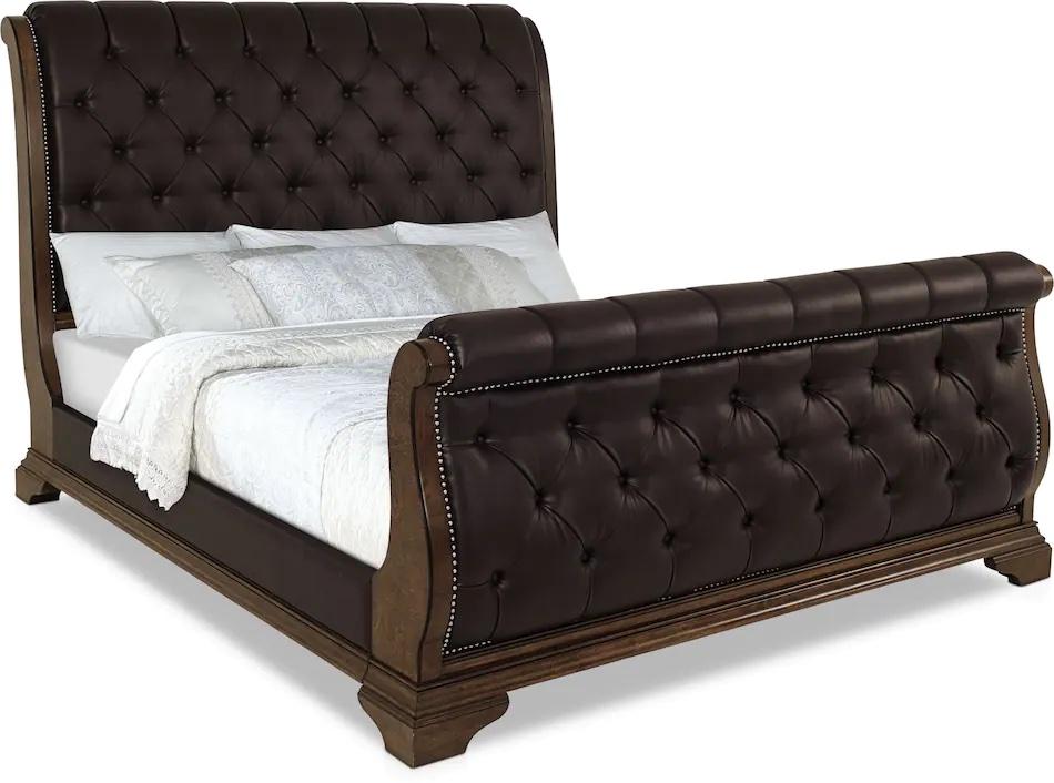 

    
Brown Fabric Queen Sleigh Bed by A.R.T. Furniture Belmont Mahogany

