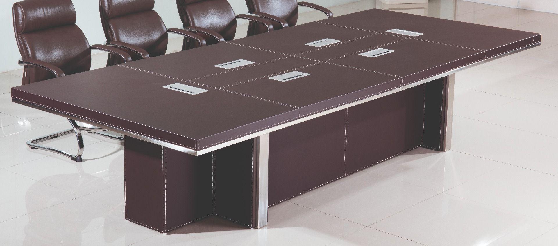 Contemporary, Modern Conference Table F-23 F-23 in Brown Bonded Leather
