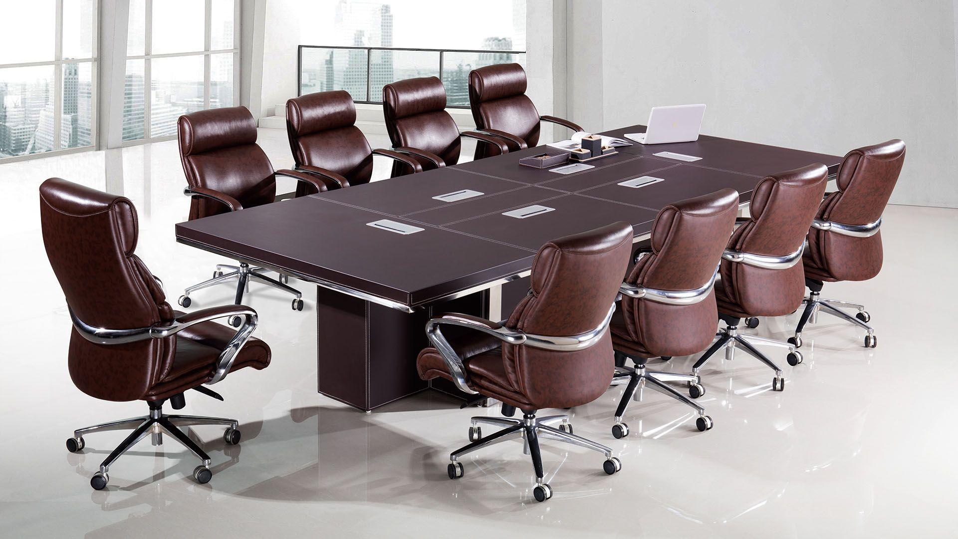 

    
Brown Faux Leather Conference Table F-23 American Eagle Contemporary Modern
