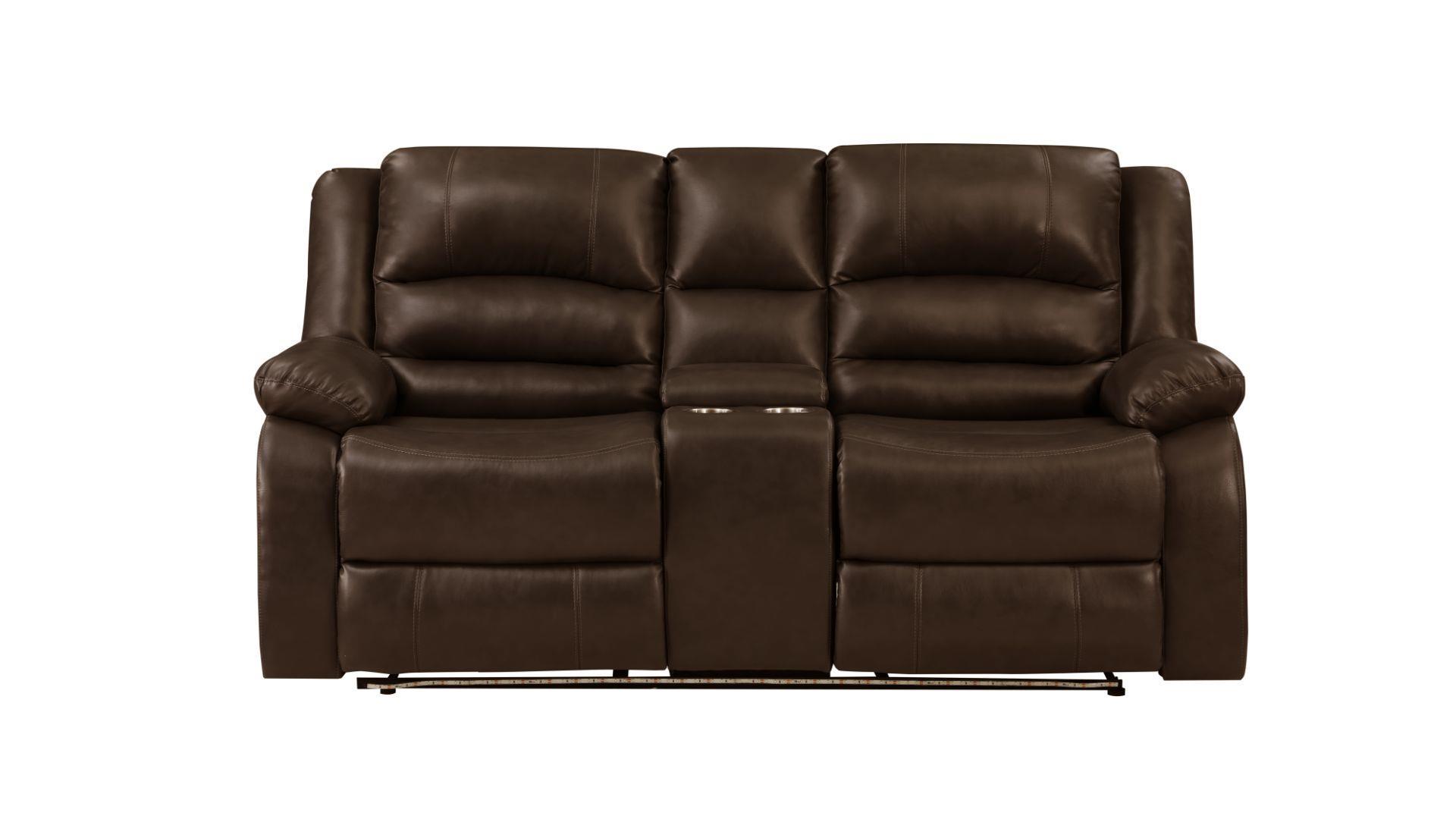

    
Brown Faux Leather Manual Recliner Loveseat MARTIN Galaxy Home Contemporary
