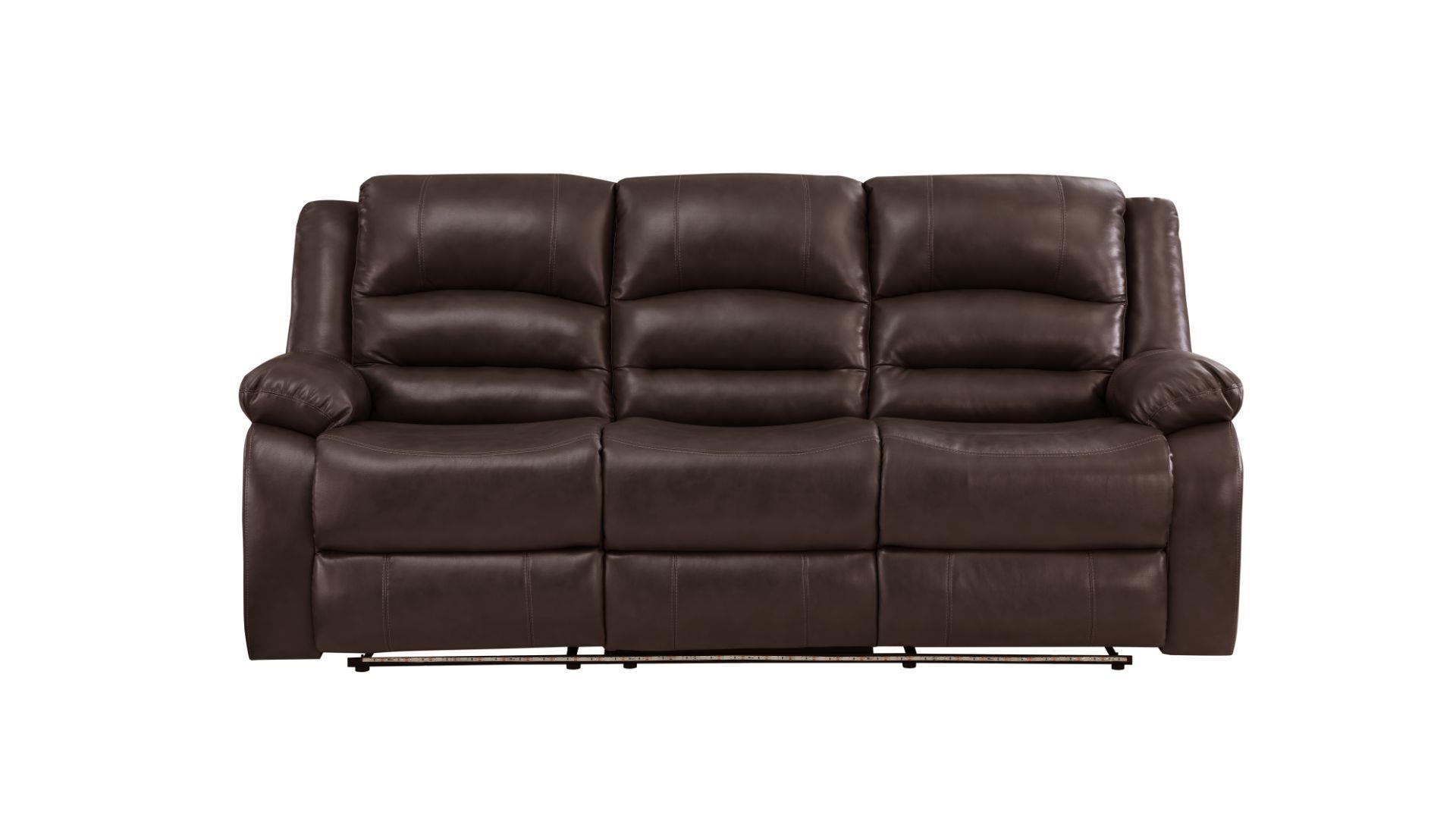 

    
Brown Faux Leather Manual Recliner Sofa MARTIN Galaxy Home Contemporary Modern
