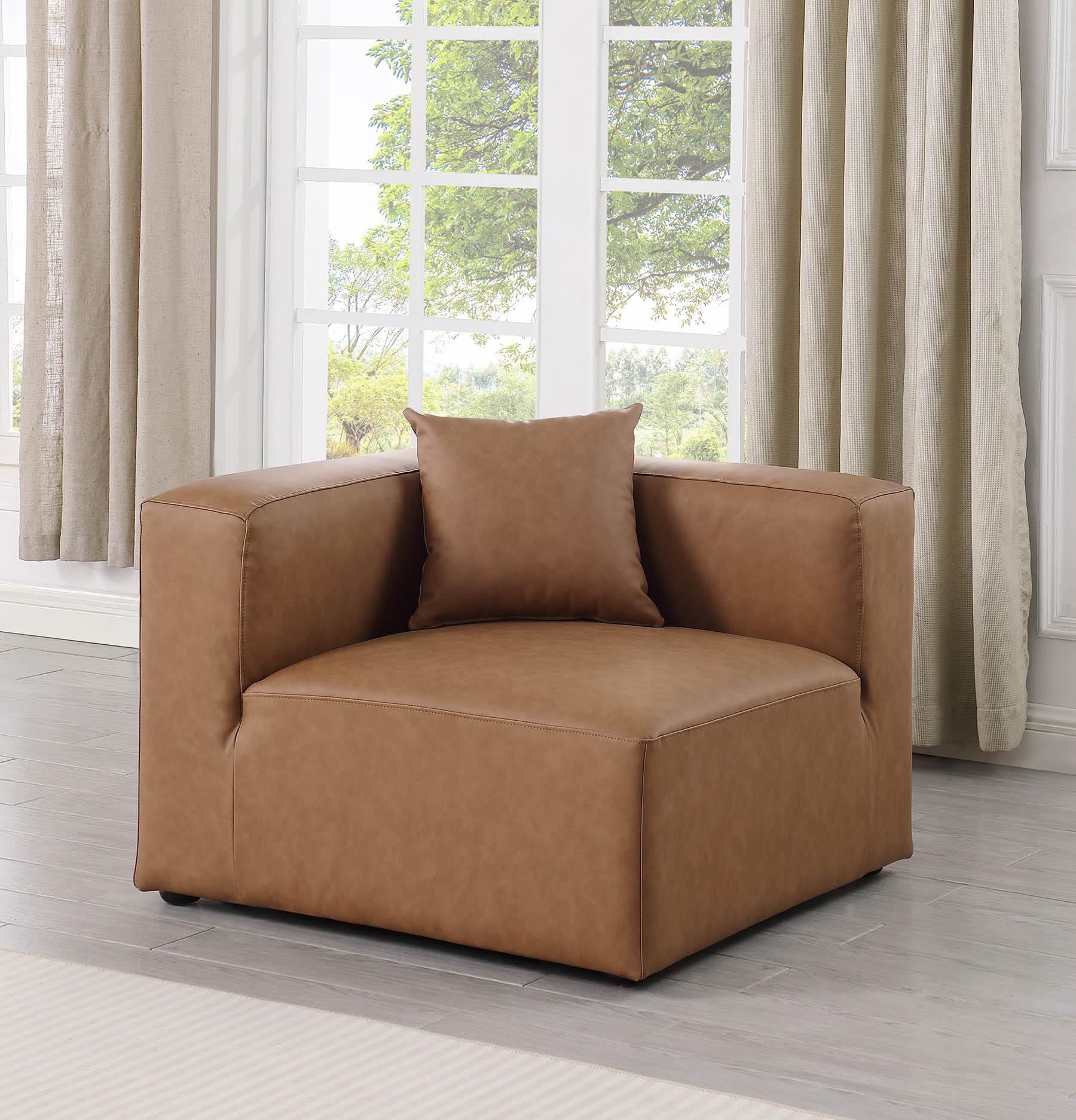 

    
Brown Faux Leather Modular Corner Chair CUBE 668Brown-Corner Meridian Modern
