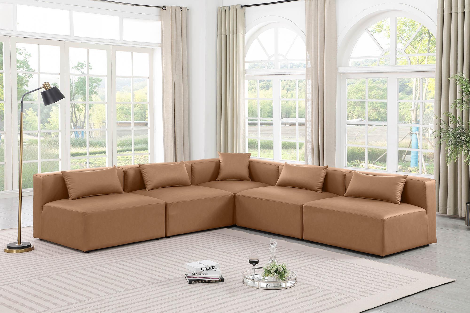 

    
Brown Faux Leather Modular Sectional CUBE 668Brown-Sec5B Meridian Modern
