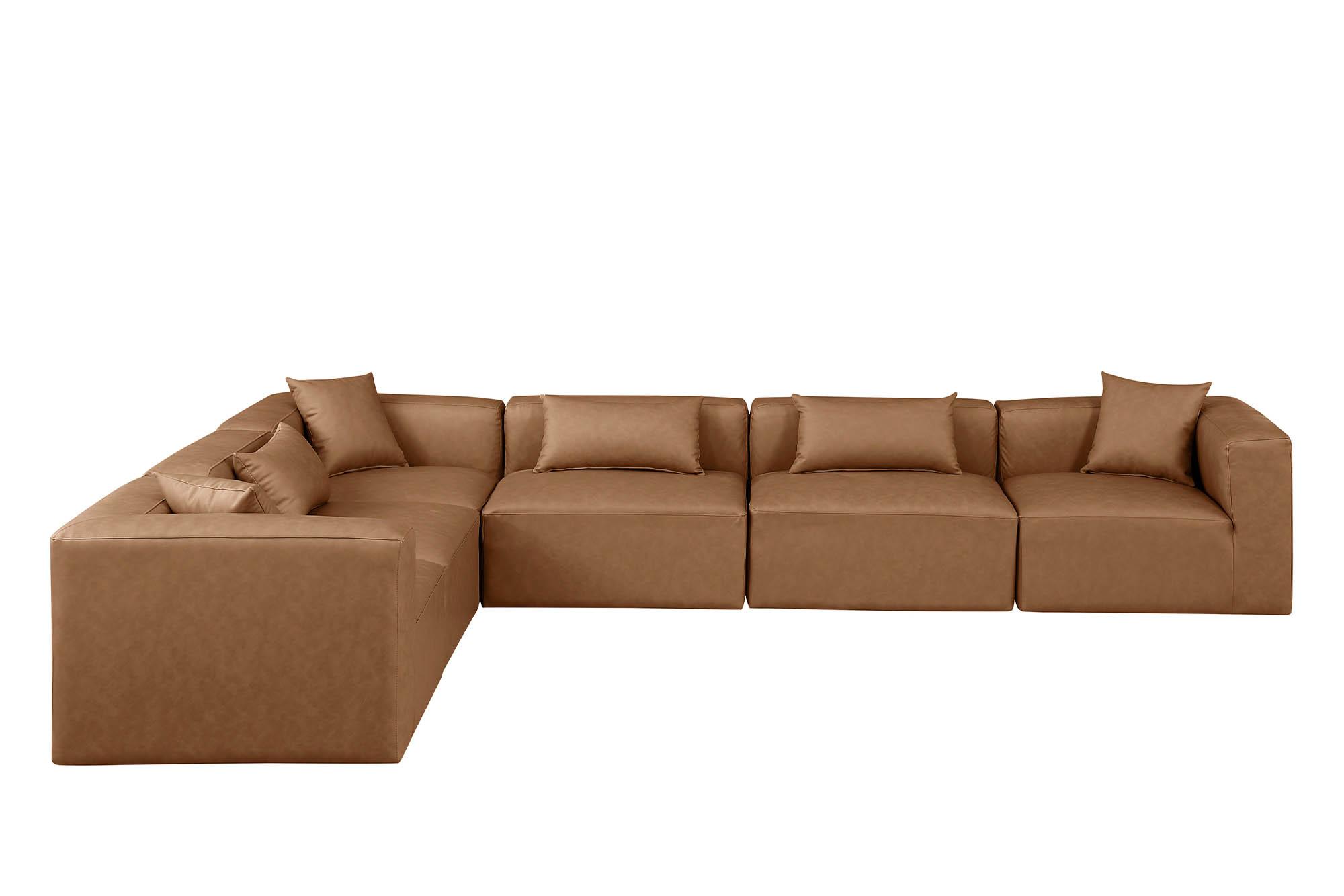 

    
Brown Faux Leather Modular Sectional CUBE 668Brown-Sec6A Meridian Modern
