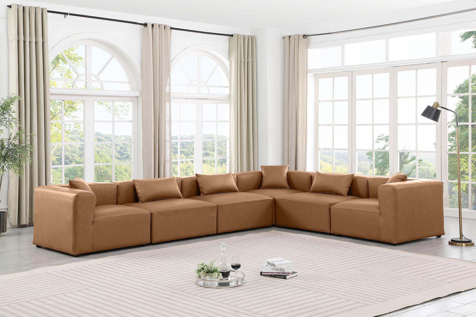 

    
Brown Faux Leather Modular Sectional CUBE 668Brown-Sec6A Meridian Modern
