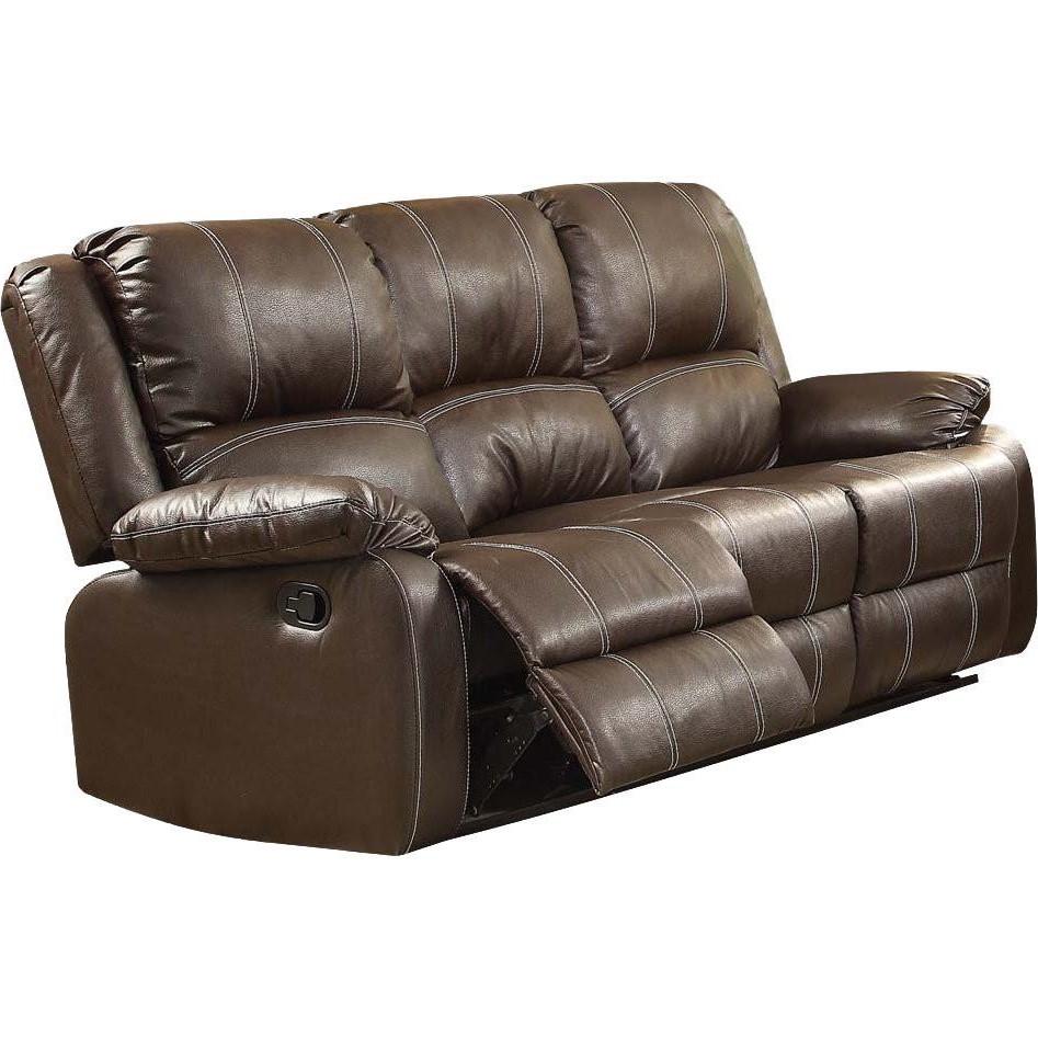 Modern Reclining Sofa Zuriel-BR-52280 52280 in Brown Faux Leather