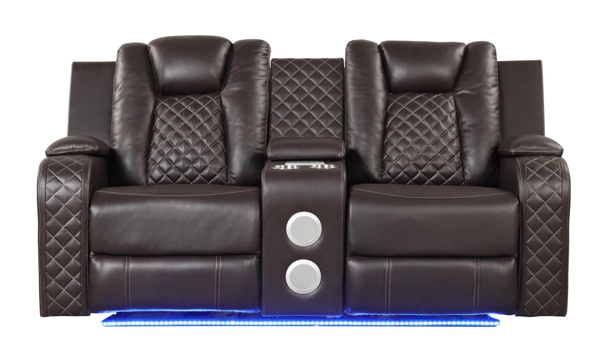 Brown Faux Leather Power Recliner Sofa Set 2Pcs BENZ Galaxy Home  Contemporary – buy online on NY Furniture Outlet