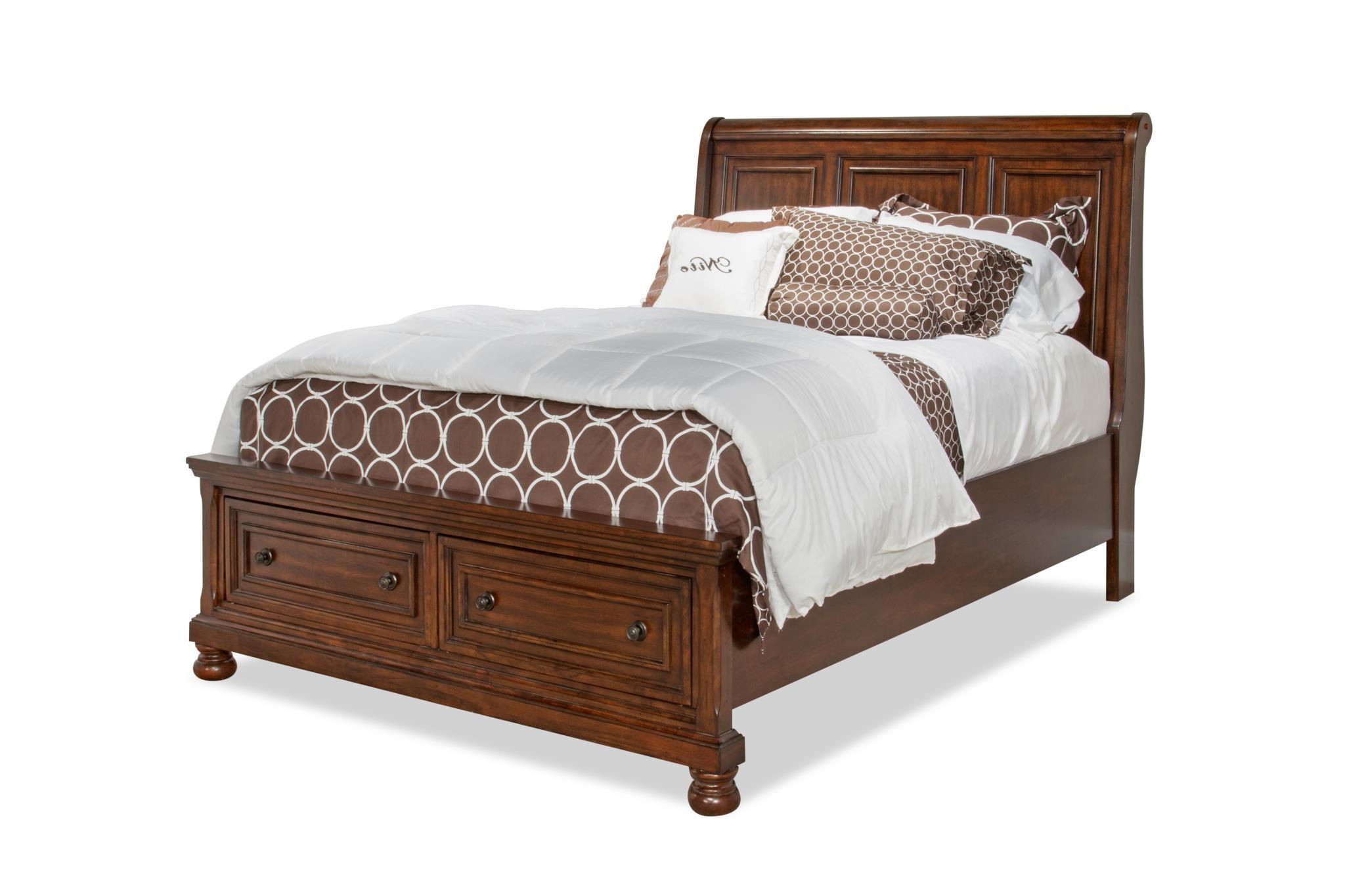 Traditional, Transitional Storage Sleigh Bed Prescott 1041 in Brown 