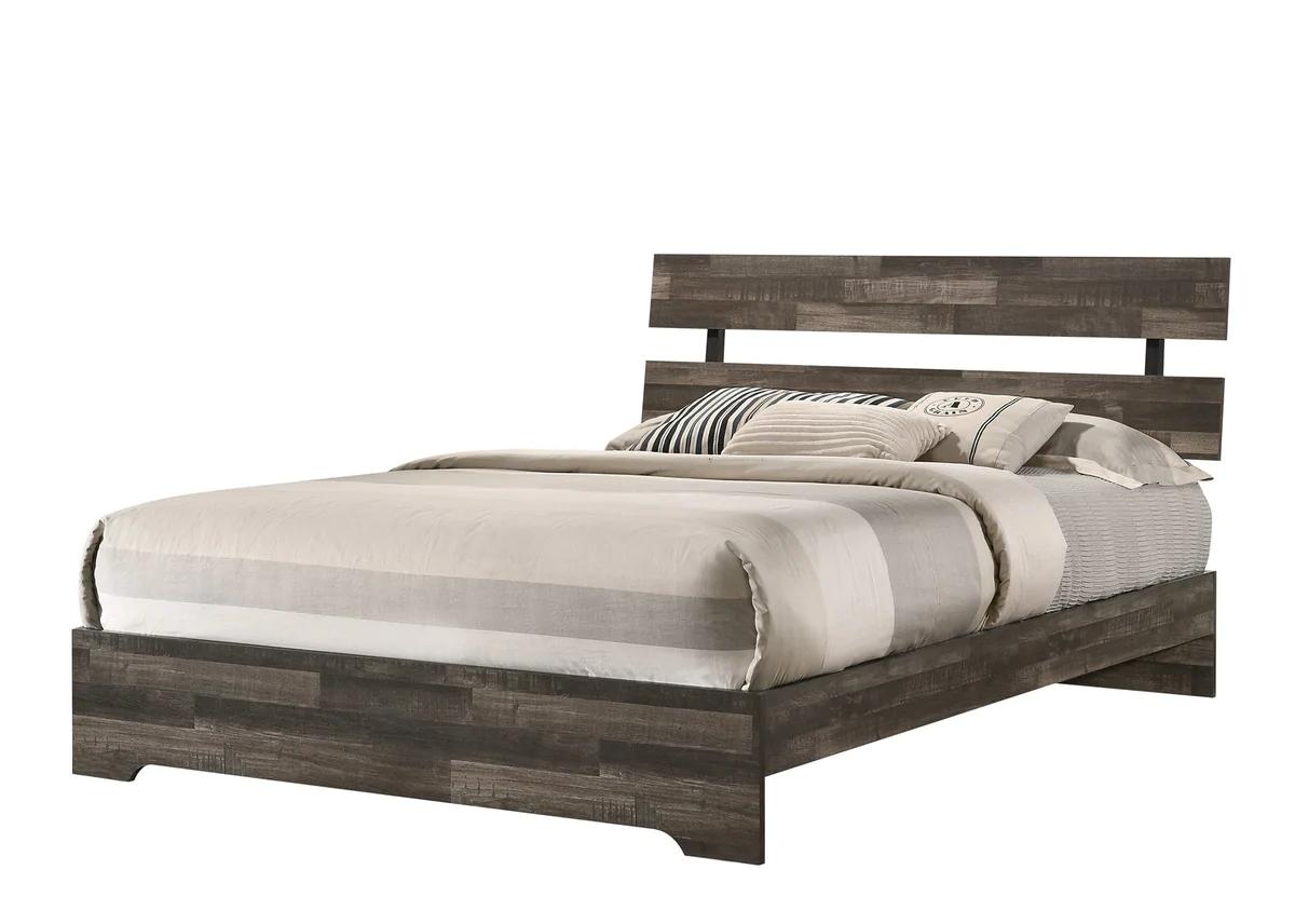 Transitional, Rustic Panel Bed Atticus B6980-F-Bed in Brown 