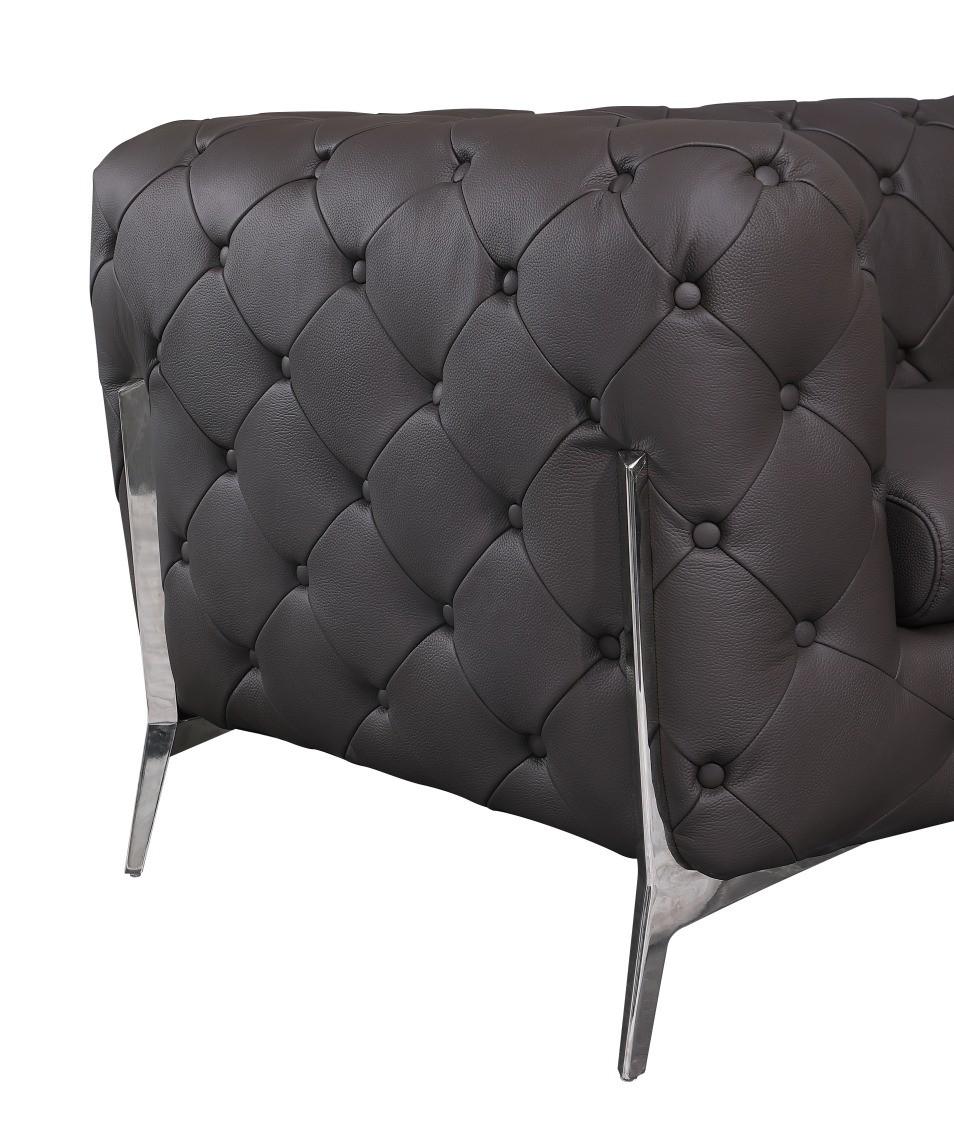 

    
 Shop  Brown Genuine Italian Leather Sofa Set 2Pcs Contemporary 970 Global United
