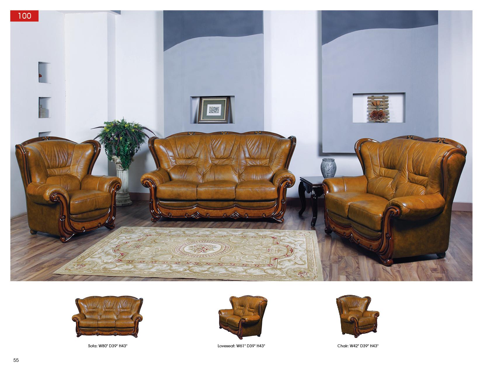

    
1003-2PC Brown Genuine Leather Sofa Set 2Pcs ESF Classic Traditional Made in ITALY
