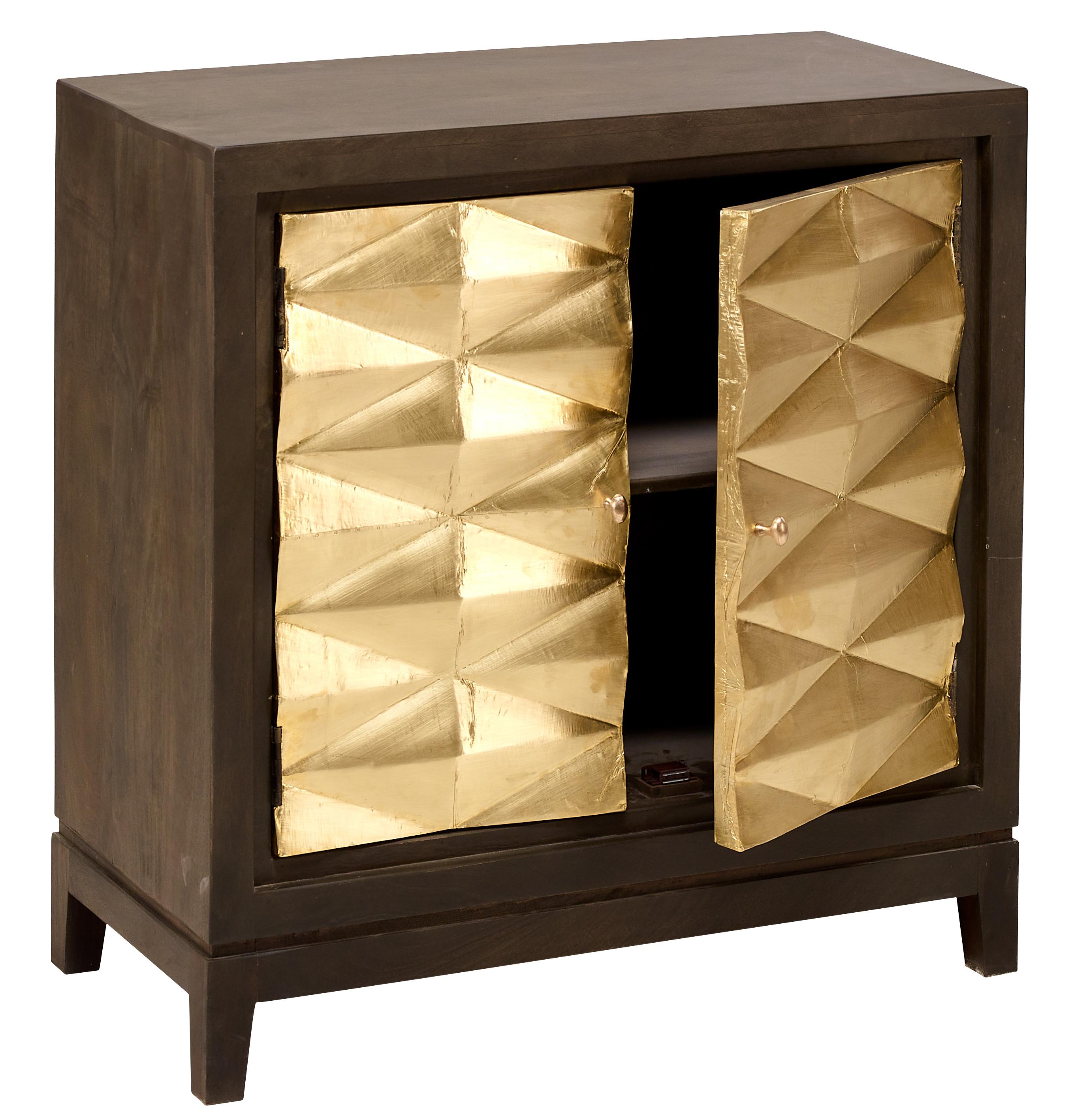 Contemporary Cabinet SS-10269 SS-10269 in Gold, Brown 