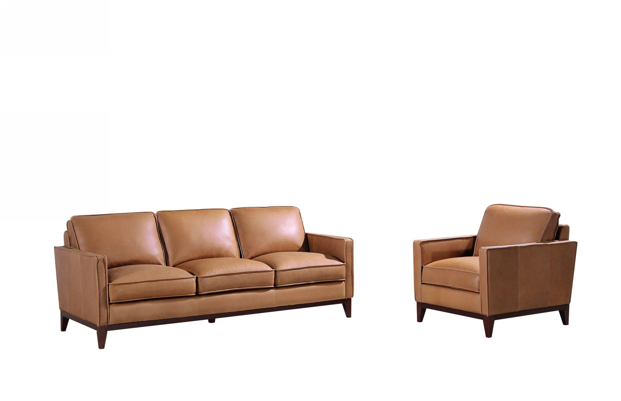 Contemporary, Modern, Classic Sofa Set VGCA6394-BRN-S-Set-2 VGCA6394-BRN-S-Set-2 in Brown Italian Leather
