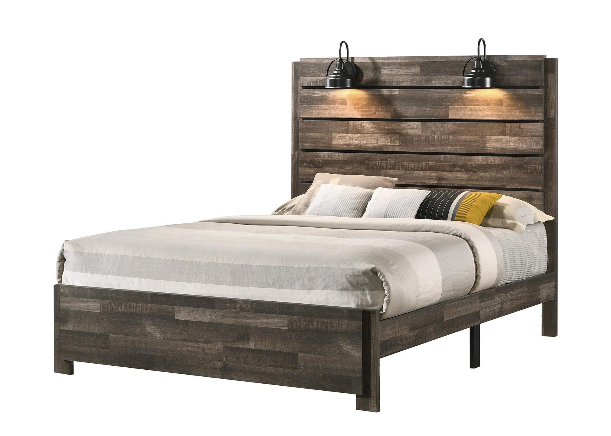 Traditional, Rustic Panel Bed Carter B6800-K-Bed in Brown 