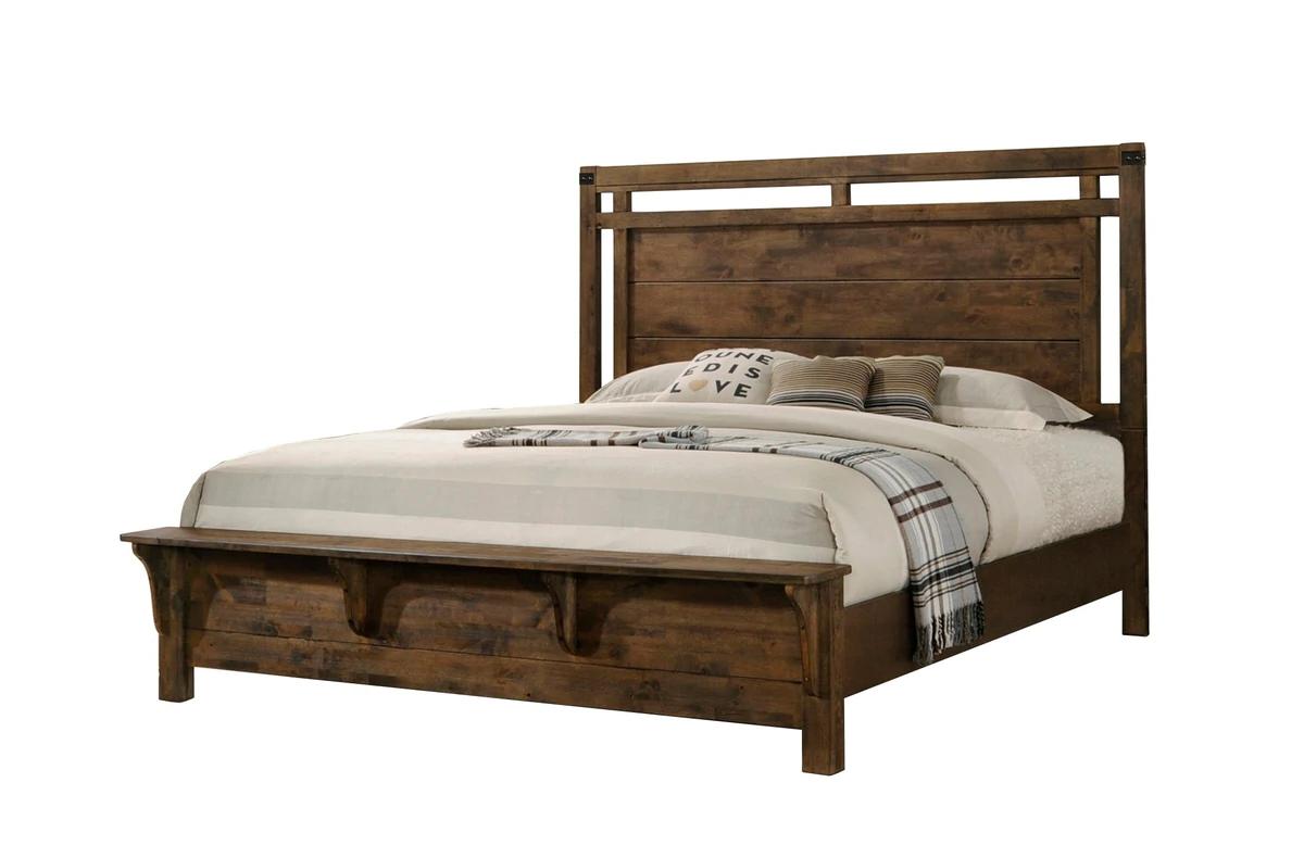 Rustic Panel Bed Curtis B4810-K-Bed in Brown 