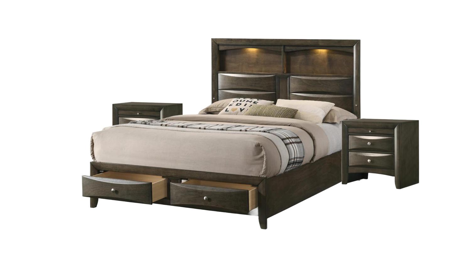 Contemporary, Transitional Storage Bedroom Set Fallon B4277-K-Bed-3pcs in Brown 