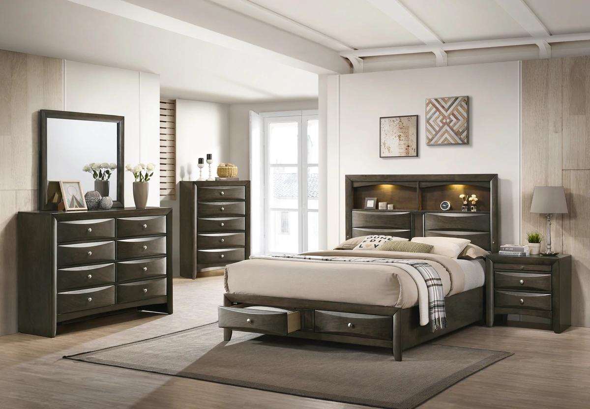Contemporary, Transitional Storage Bedroom Set Fallon B4277-K-Bed-5pcs in Brown 