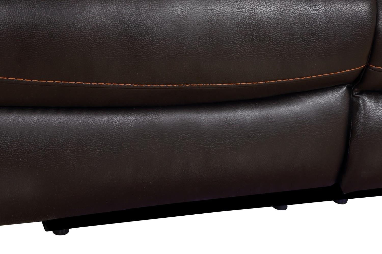 

    
 Shop  Brown Leather Air Reclining Sofa & Loveseat Set Contemporary  9442 Global United
