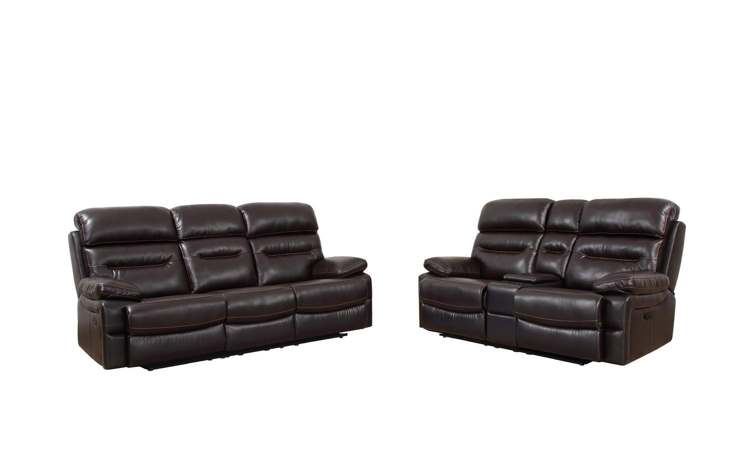 

    
Brown Leather Air Reclining Sofa & Loveseat Set Contemporary  9442 Global United
