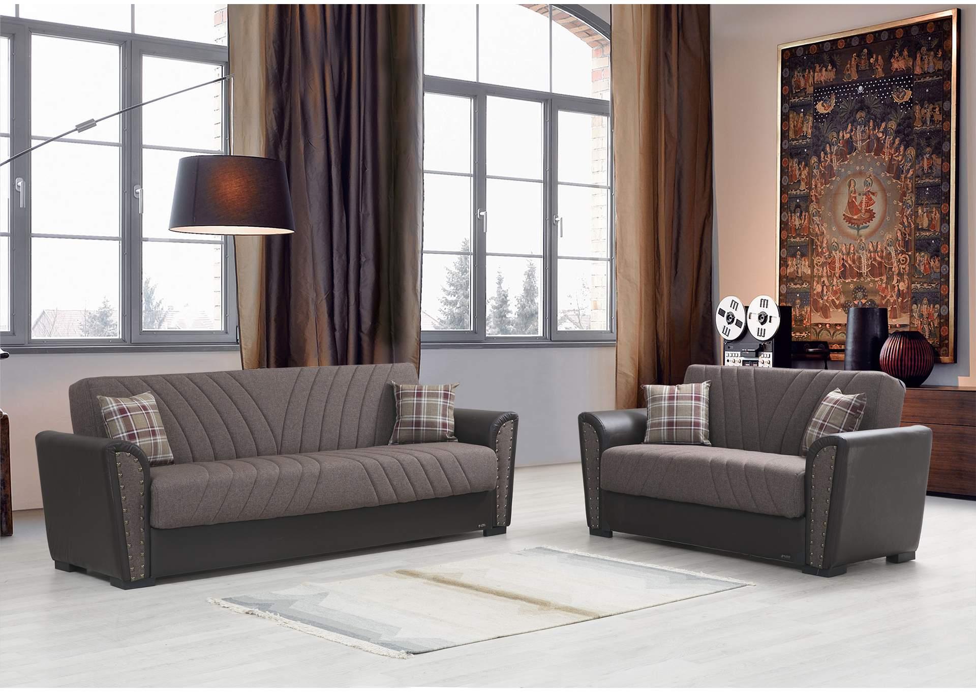 Modern Sofa and Loveseat Set Salinas SALNS-B-S-Set-2 in Brown Fabric